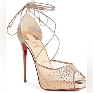 Christian Louboutin Maia La Bella Alta Strass lace up pumps size 40.5 new